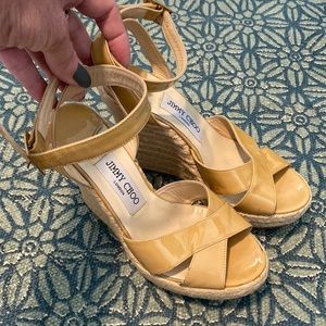 JIMMY CHOO PATENT WEDGE HEEL SHOES